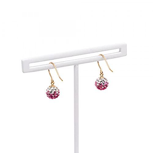 Estelle Rhinestone 10K Yellow Gold Earrings (Pink)