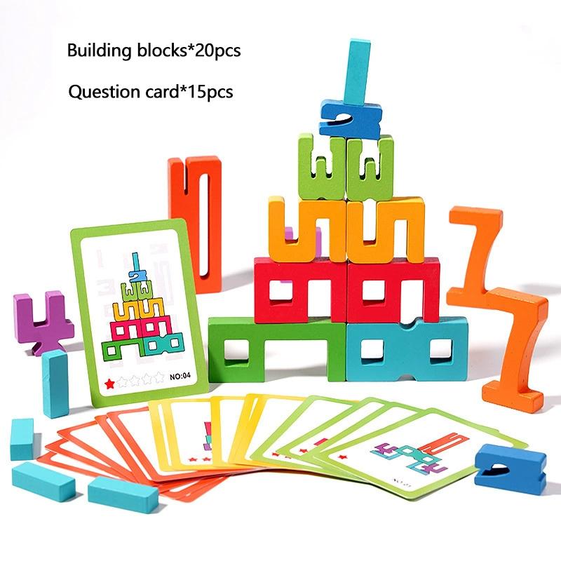 Wooden Stacking Building Blocks Digital Creative Puzzle Children s Educational Toys Montessori Color Building Block Toys Gift