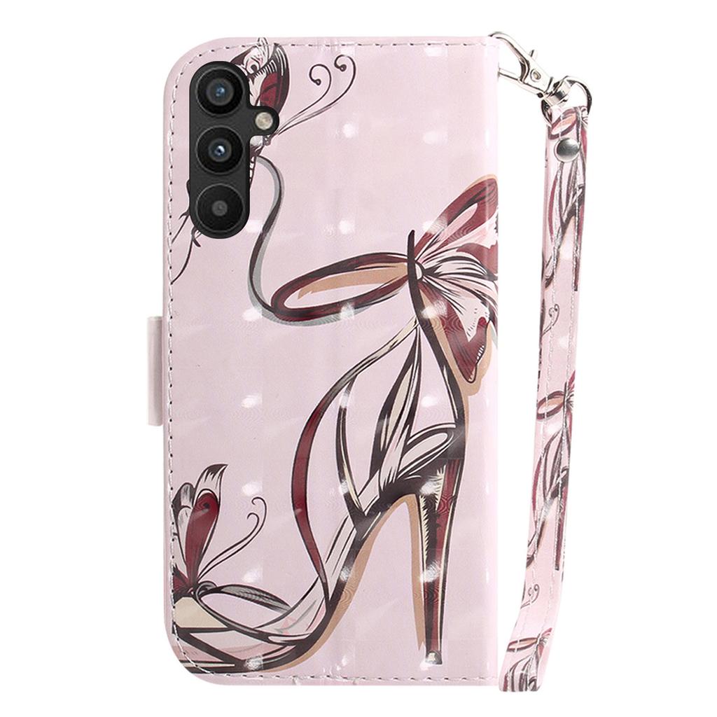 Für Samsung Galaxy A54 5G PU-Leder 3D-Musterdruck Ständer Brieftasche Sturzsichere Handyhülle mit Trageband