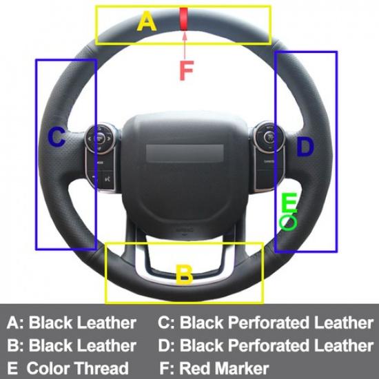 For Land Rover Range Rover Sport 2014-2018 Hand Sewing Car Steering Wheel Cover