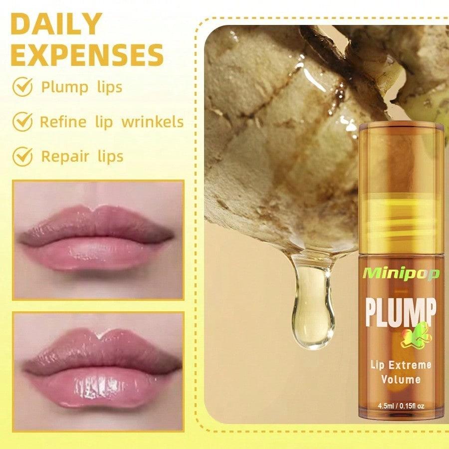 Plumping Lip Oil with Ginger & Mint for Full Lips Hydrating Moisturizing Big Lips Enhancer