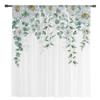 Eucalyptus Leaves Daisy Flower Plant Tulle Window Curtain Sheer Valances Curtains For Living Room Home Decoration Drape Panel