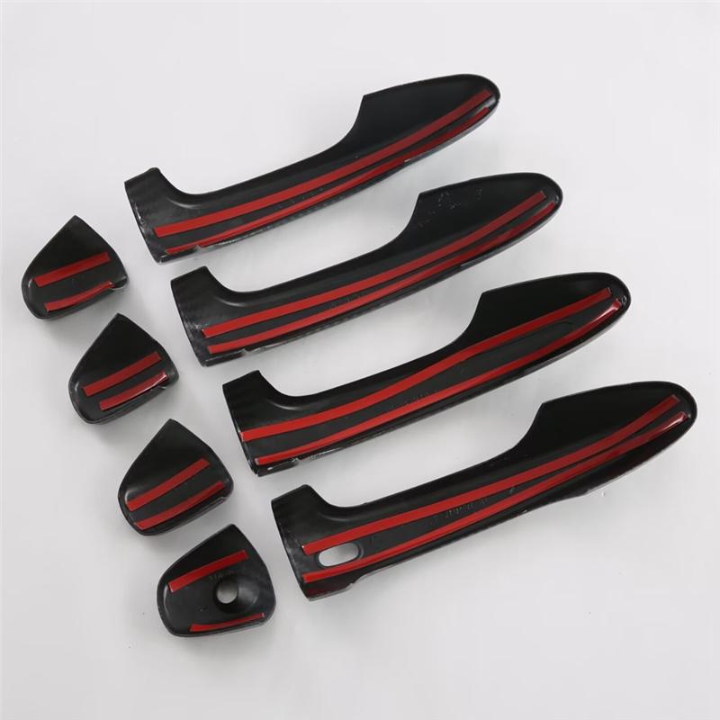 M63K-For Toyota Hilux Fortuner 2024 ABS Carbon Fiber Car Door Handle Cover Trim Decoration Accessories