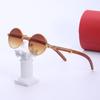 Retro Small Frame Glasses Women'S Imitation Wood Grain Oval Frame Sunglasses Men'S Trend Anti-High Beam Sunglasses