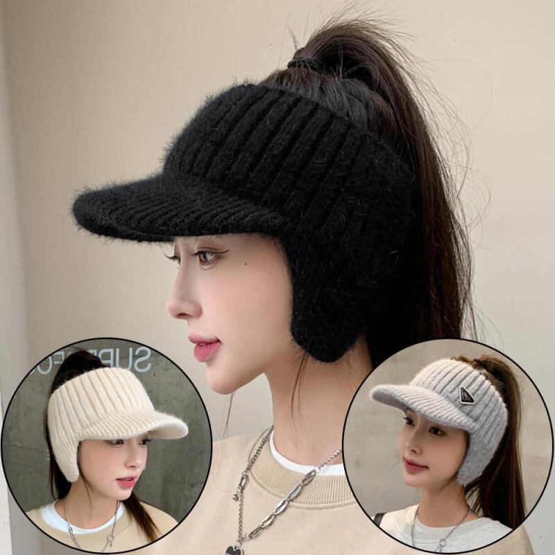 Women s Golf Hat Earflap Knit Cap Winter Hat C6387_Gray