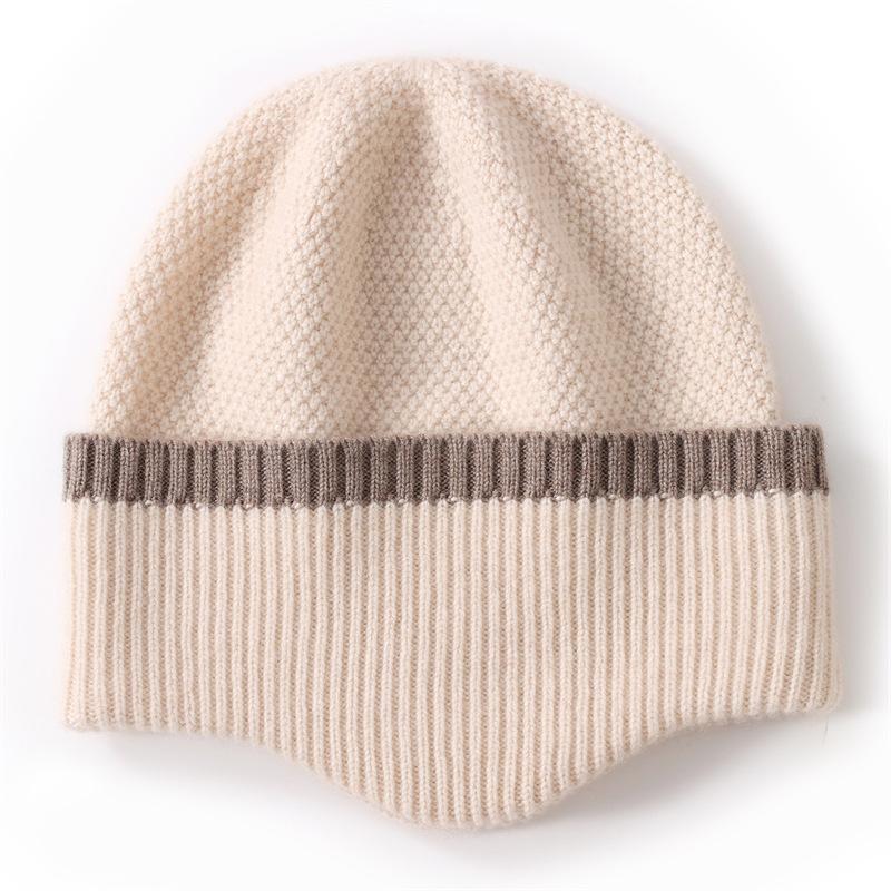 Soft and Glutinous Cashmere New Autumn and Winter Unisex Color Matched Design Warm Ear Protecting and Cold Proof Knitted Hat