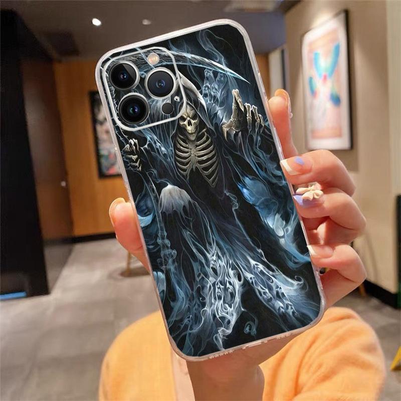Phone Case For Iphone 17 Pro Max Air 16 15 14 13 Pro Max 15 16 Pro 15Plus Grim Reaper Skull Skeleton