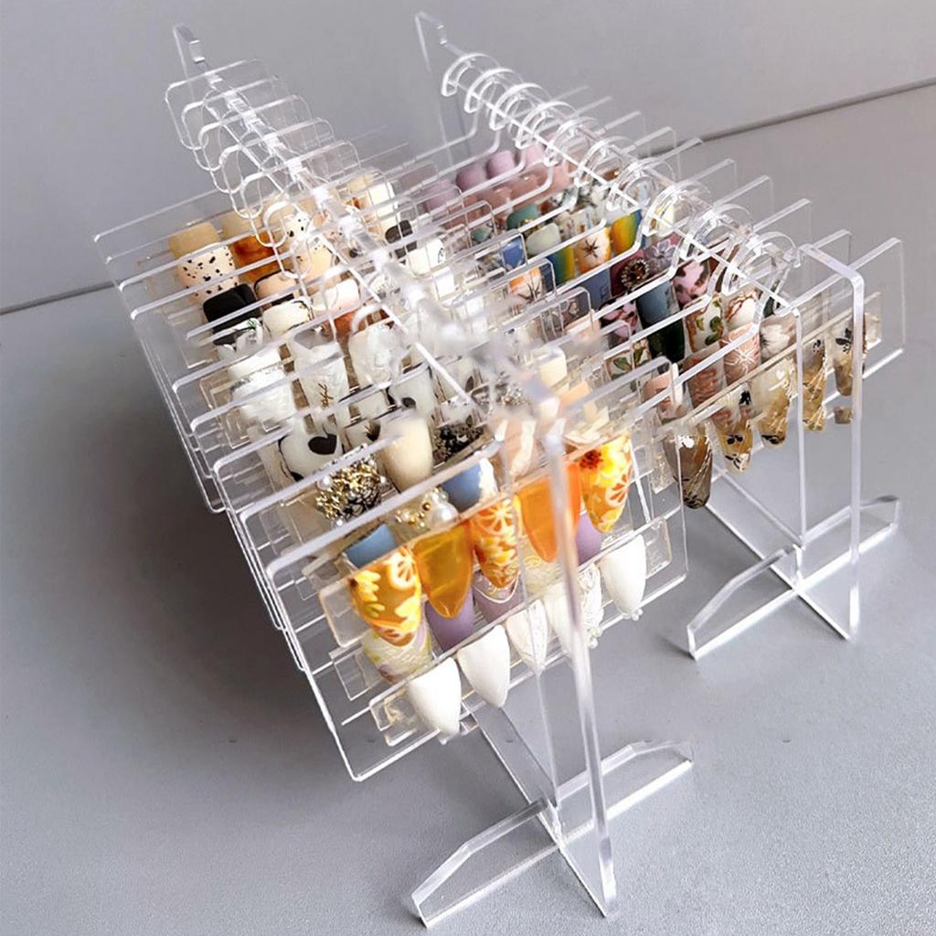 Nail Hanger Display Stand Acrylic Hanging Transparent Nail Sample Display Stand with 10pcs Hanger