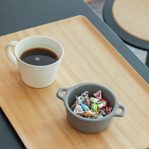 Kamoshika Douguten Mini Cocottes, Heat-Resistant Ceramic, Set of 2 with Lids, Banko Ware, Made In Japan (Gray)
