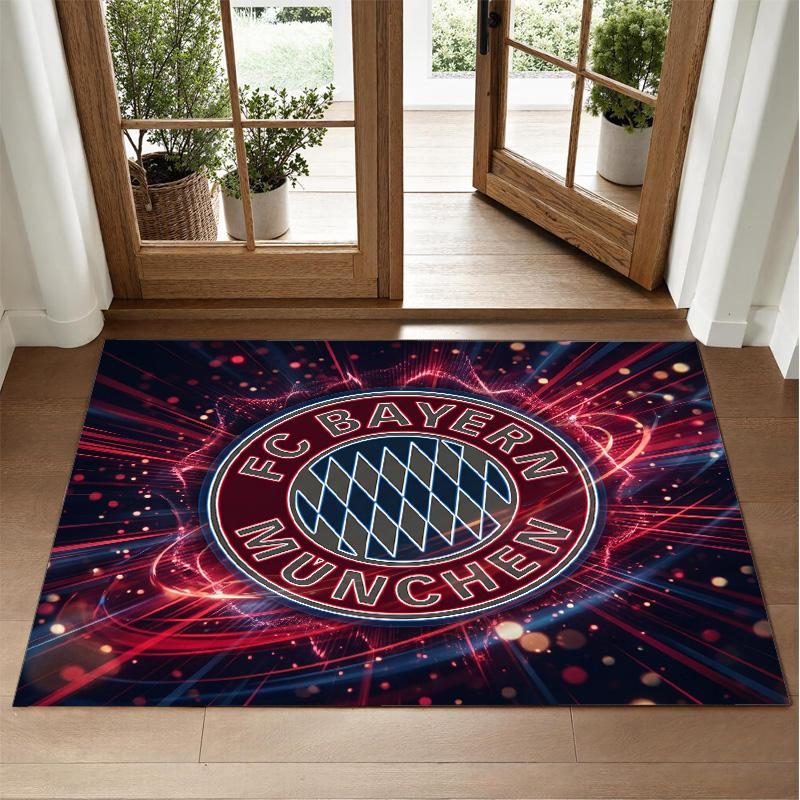 Bayern Munich Design Crystal Velvet Rug Soft Decorative Mat for Bedroom Entrance