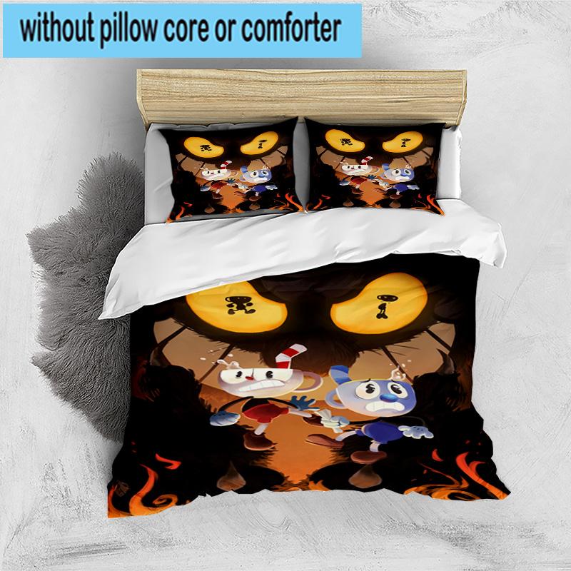 3PCS Adventure In The Cup-head 3pcs Bedding,Including 3PCS Duvet Cover And 2pcs Pillowcases Perfect for Christmas,Ideal for Bedroom, Dormitory