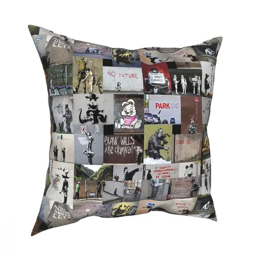 Banksy England Street Art Graffiti Throw Pillow Cover Polyester Throw Pillow Casual Cushion Covers