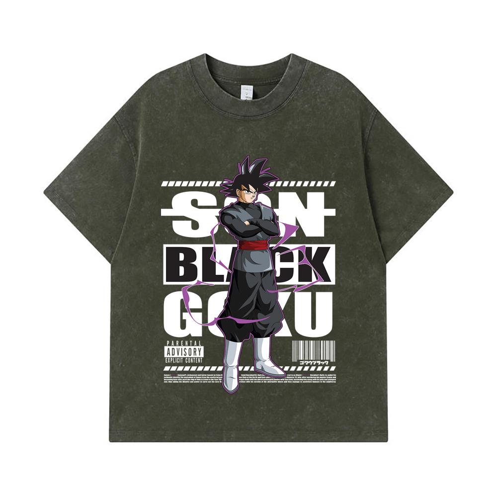 

275 GSM Washed T-shirts 100% Cotton Dragon Ball V16 Black Goku Print Unisex Heavy Cotton T Shirt S армия зеленый