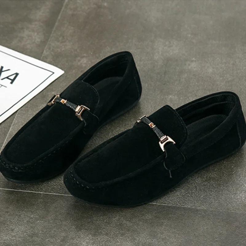 Vysoce kvalitní nazouvací mokasíny pro muže Letní pánská obuv Lehké ploché boty Pánská vycházková obuv Semišová kůže Měkké řidičské mokasíny