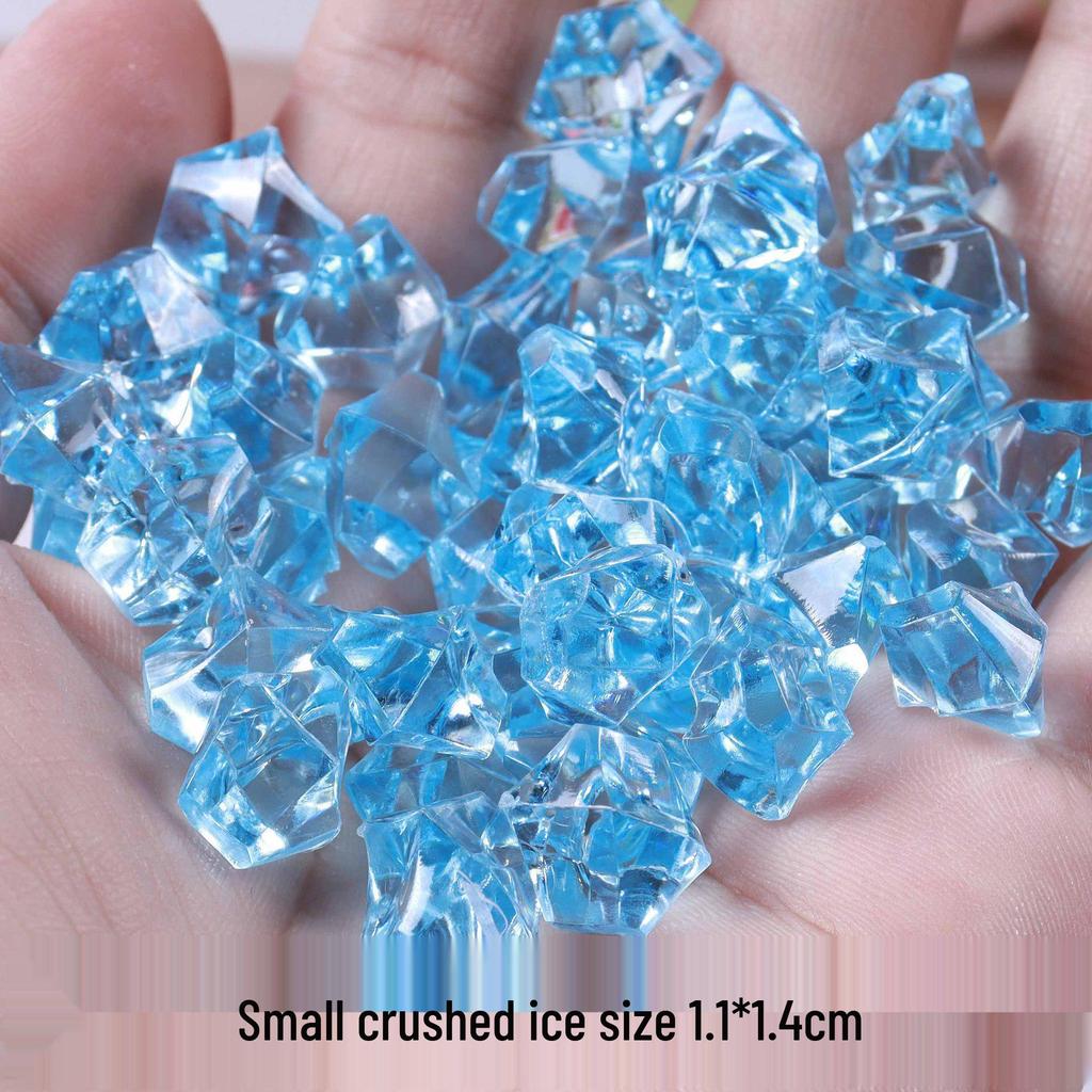 Trendy Simulation Transparent Colored Ice Cube Phone Case Keychain with Crushed Ice DIY Micro Landscape Decor