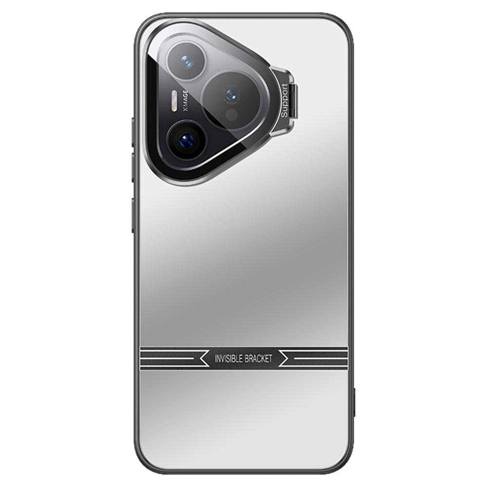 

Чехол для Huawei Pura 70 с подставкой, матовая накладка на телефон из ПК+ТПУ с защитной пленкой для объектива Silver