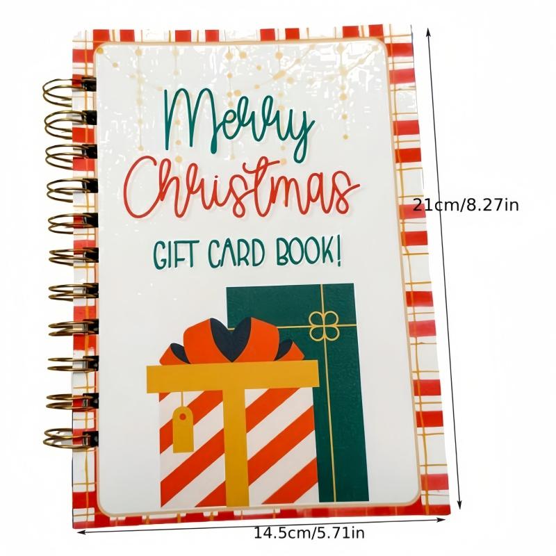 1PC DIY Christmas Gift Card Book with Golden Spiral Binding Gift Card Holder Photo Pages - Durable DIY Scrapbook for Festive