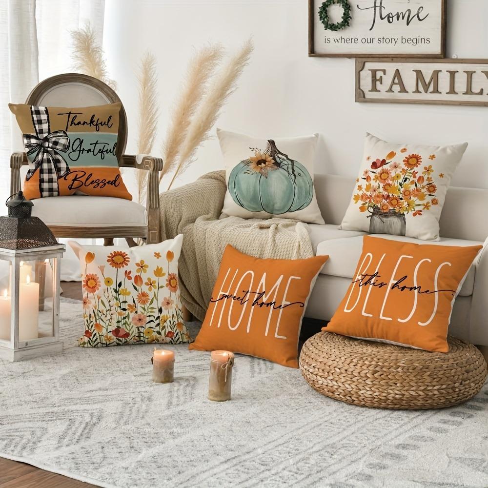 Poszewka na poduszkę z nadrukiem kwiatowym w pomarańczowe wzory dekoracja pokoju domowego poszewka na poduszkę pokój dzienny sofa krzesło poszewka na poduszkę