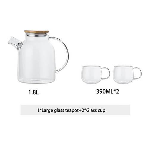 1.8LTransparent Borosilicate Glass Teapot Heat-Resistant Large Clear Tea Pot  Flower Tea Set Puer Kettle Cup Office Home Tool