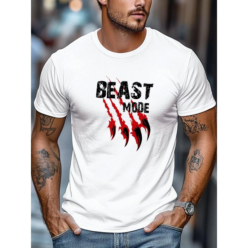 T-shirt da uomo / Rilassata e casual / Semplice e pulita / Design BEAST MODE per l'estate / Manica corta Girocollo