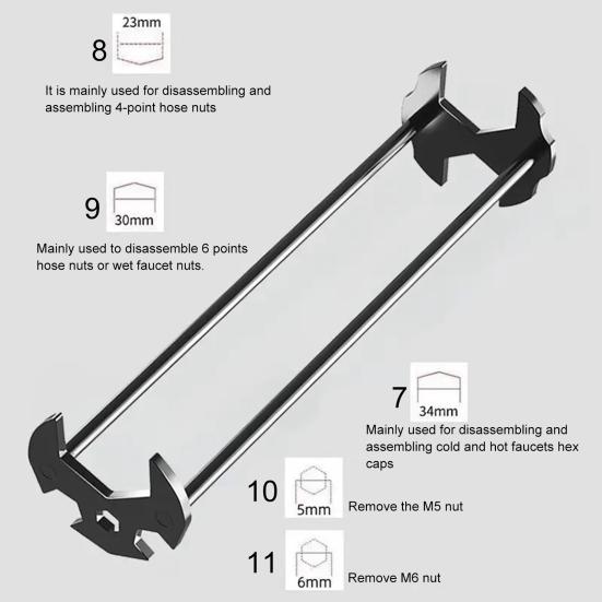 Çok İşlevli Lavabo Anahtarı Ağır Hizmet Karbon Çelik 360 Derece Dönebilen Musluk Aleti Esnek Sıhhi Tesisat Anahtarı