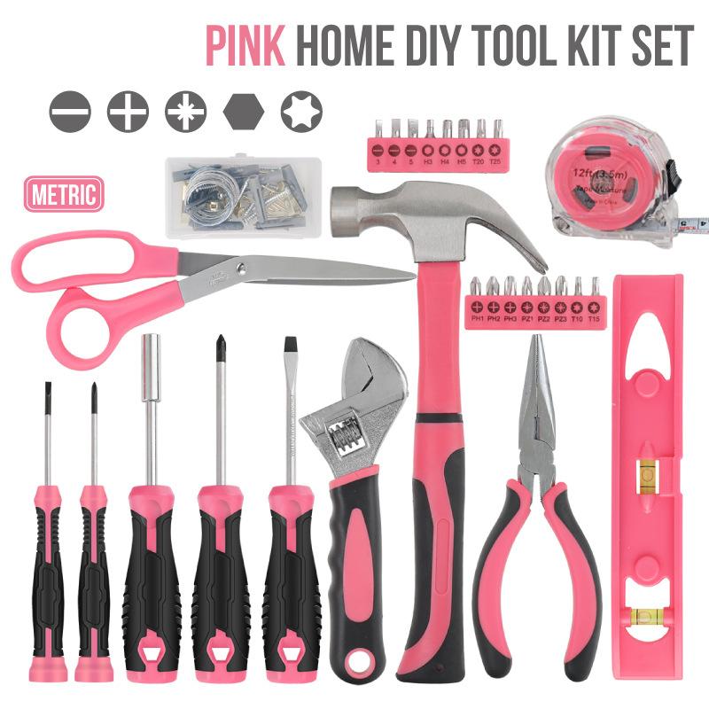 67pcs Home Hardware Tools Set Women Home Office DIY Repair Tools Combo Pliers Wrench Screwdriver Hammer Set