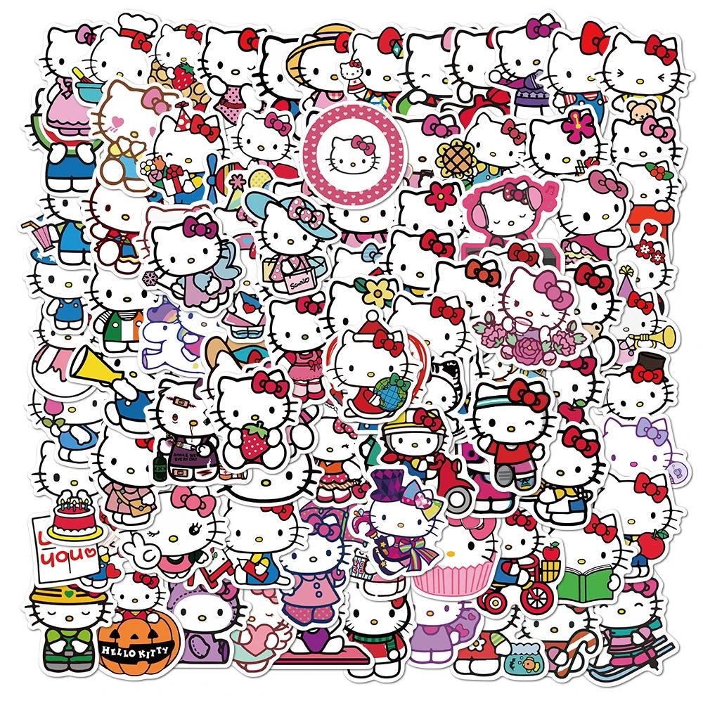 50/100PCS Sanrio Stickers Hello Kitty Cinnamoroll PomPomPurin Kulomi Waterproof Phone Laptop Luggage Notebook Sticker Kid Toys