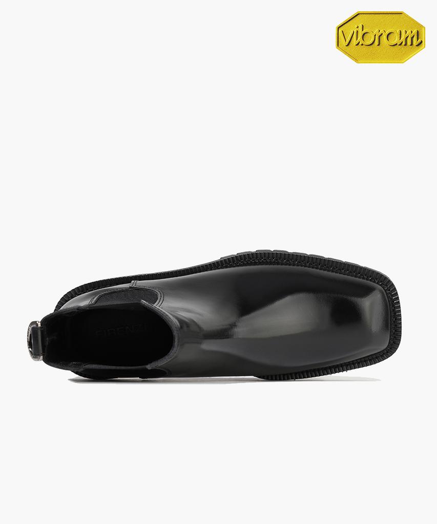Firenze Atelier [Vibram] Volume Square Toe Casual Worker Sole Chelsea Boots 9420-W [Black Box]