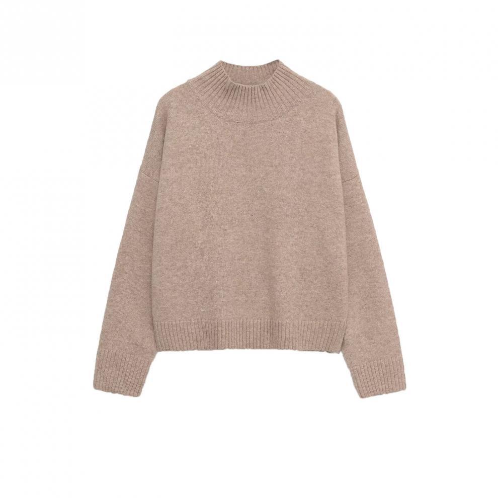  European and American style, new women's fashion, versatile, cross-border export soft stand-collar knitwear