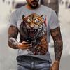 Men's T-shirt with Animal Tiger Pattern 3D Printed Top Summer Lion Women's Street Fashion T-shirt