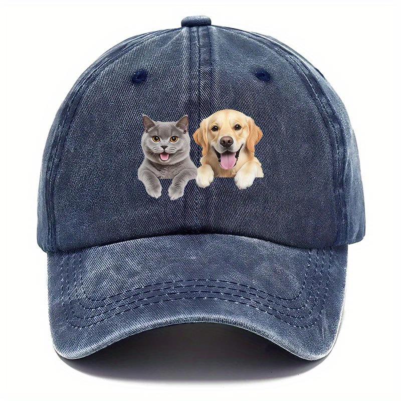 1pc Cat Dog Vintage Baseball Cap | Pet Lover Hat with Cute Animal Design, Lightweight All-Season Gift for Owners