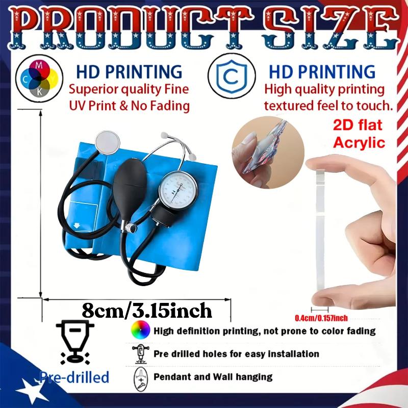 Aesthetic Blood Pressure Monitor Acrylic Keychain 1Pcs 2D Pendant Durable Key Ring for Backpack Medical Staff Gift
