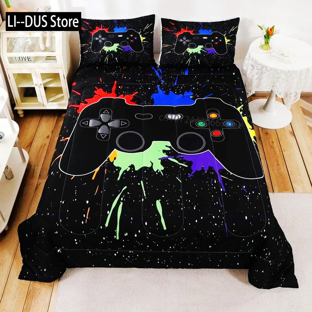 Gaming Bedding Set Game Bed Cover 135 For Adults Boys Soft Microfiber Modern Gamepad Duvet Cover Decorative With Pillowcase