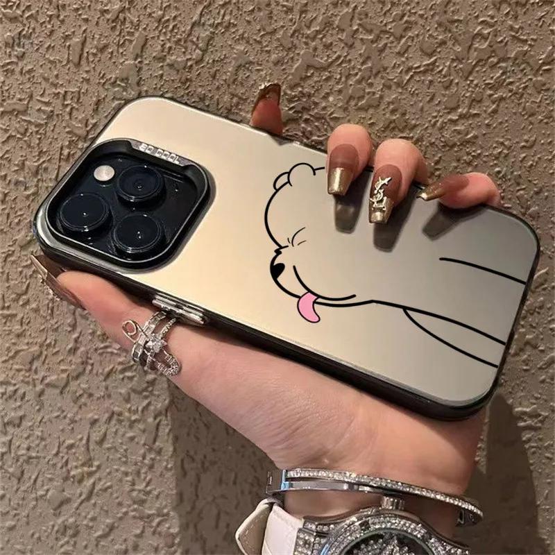 Tongue-out Polar Bear Silver IMD Case for Samsung Galaxy S25 S24 S23 Ultra S22 Plus S21 FE A55 A54 A53 A35 A15 A14 A16 Covers