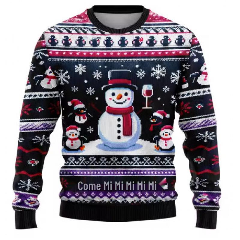 Unisex 3D Snowman & Santa Ugly Christmas Hoodie 2025 6XL