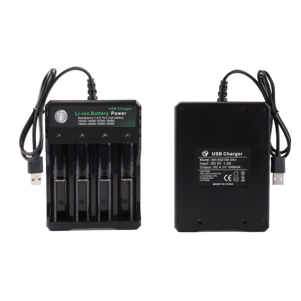 18650 Li-ion Battery Charger 2 3 4 Slots 110V 220V USB A Port For 18650 18700 Charging 3.7V Rechargeable Lithium Battery Charger