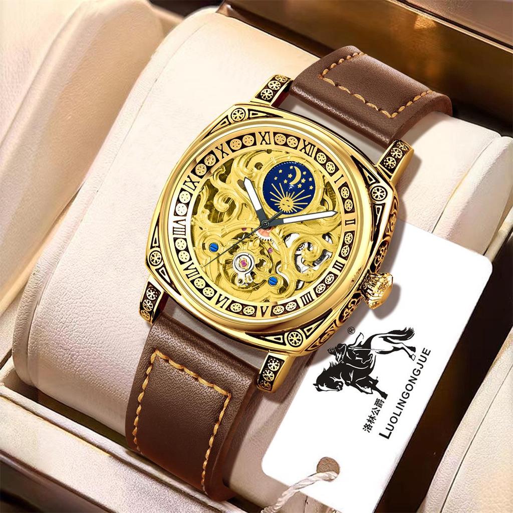 Książę Lotaryngii 8838 Męski Automatyczny Zegarek ze Słońcem, Księżycem i Gwiazdą