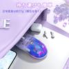 FREEWOLF A2 Transparent RGB Wireless Gaming Mouse with Transparent Digital 400mAh Adjustable Battery Levels Purple 2.4G/BT Case, Lightweight,
