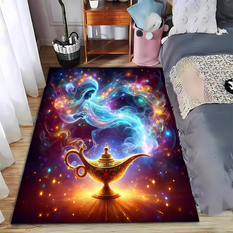 Magic Lamp Carpet with Mystical Genie and Glowing Dreamy Lights Suitable for use as an anti-slip for living room bedroom sofas 40x60cm( 15x23in )