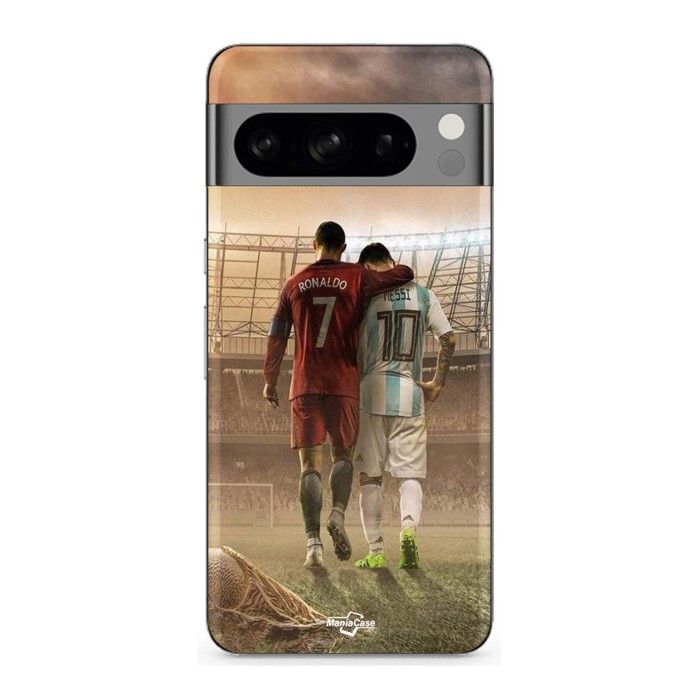 Coque pour Google Pixel 8 Pro CRISTIANO RONALDO MESSI GOAT noir