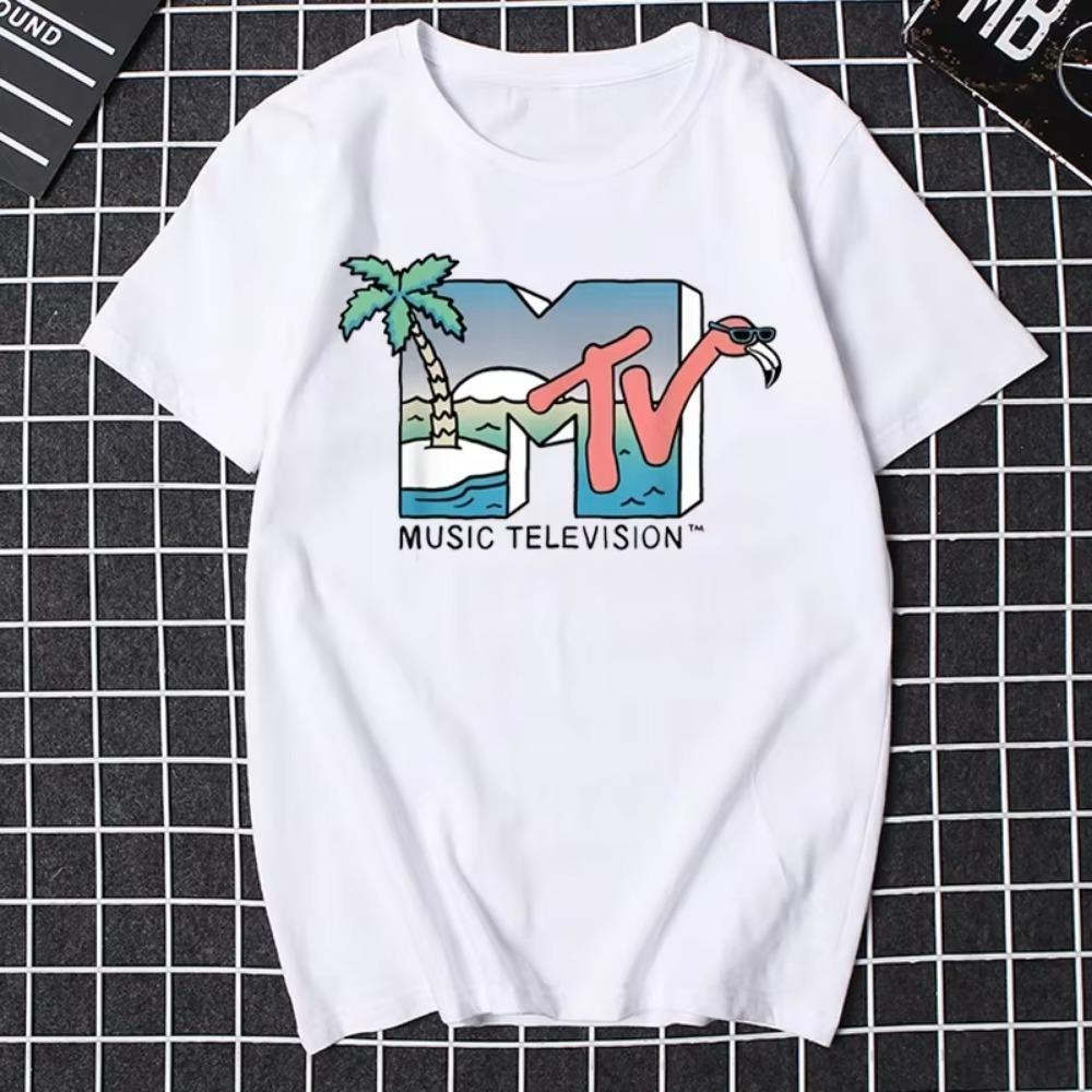 Herreklær Retro T-skjorte Vintage Rock Hip Hop TV T-skjorte Sommer Unisex Casual T-skjorte MTV Music Television Grafiske T-skjorter Tees