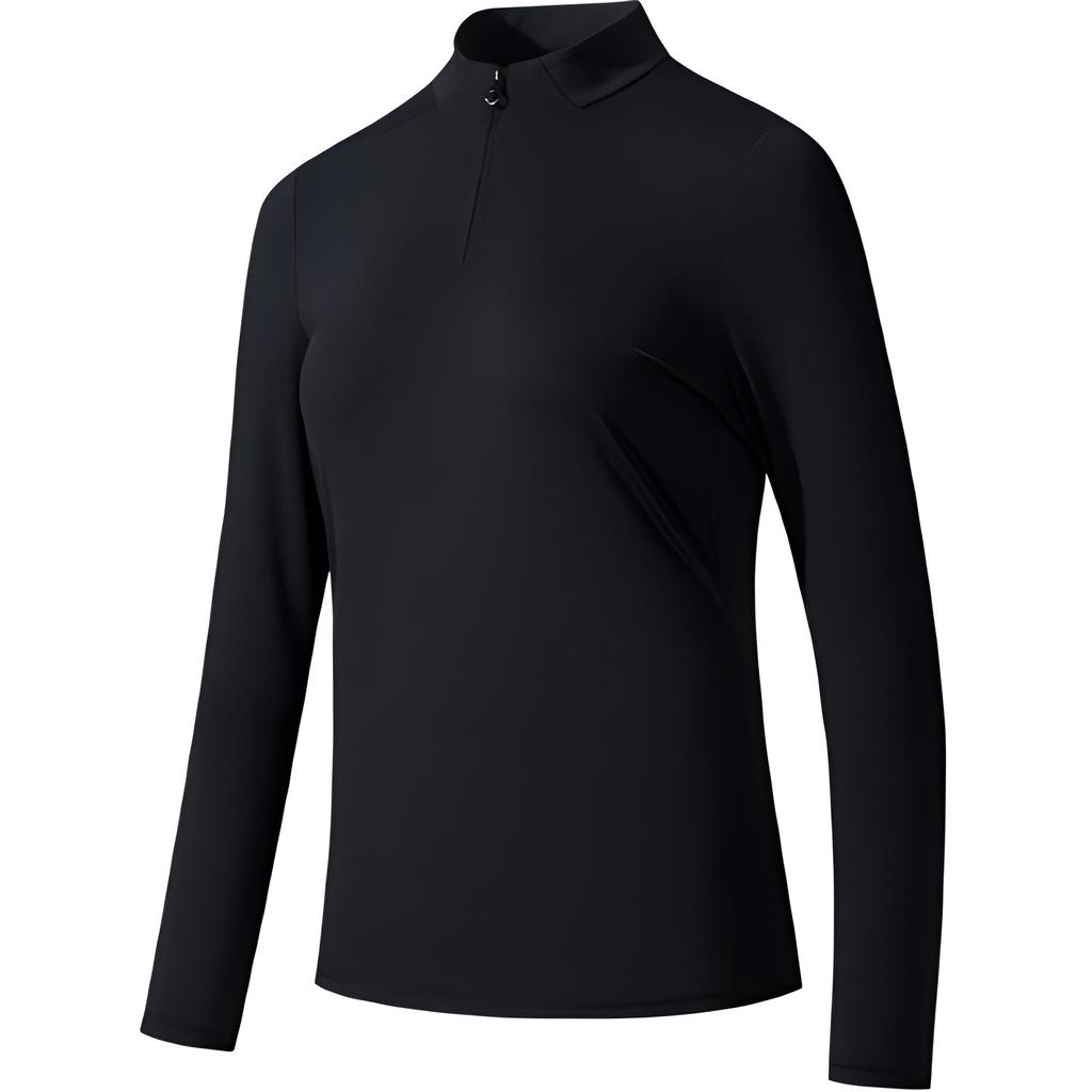 Anta Champion All-Weather Series Comfortable Casual Simple Solid Slim Moisture-Wicking Long Sleeve T-Shirt Women Tops Basic-Black 162520401-3