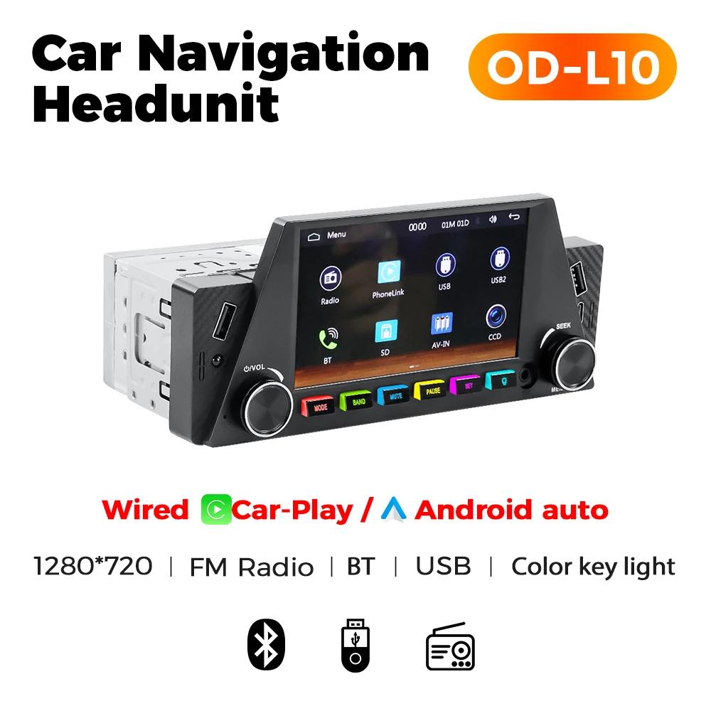 1 Din MP5 Universal Car Radio Touch Screen Multimedia Player for Carplay Android Auto FM Stereo Receiver Navigation USB Headunit