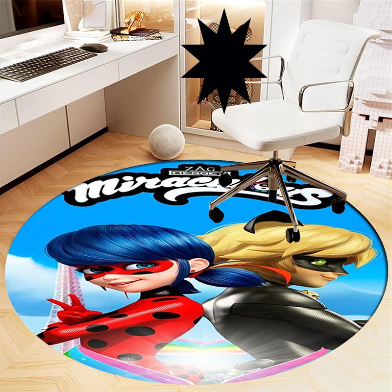 Miraculous Printed Round Rug Carpet Chair Rug Area Rug Entryway Doormats,for Office Chair Living Room Bedroom Kitchen Room.