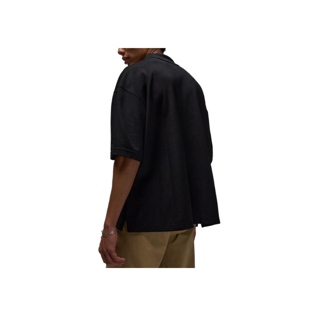 Jordan Solid Color Button Short Sleeve Loose Polo Shirt Men tops Black IB1041-010