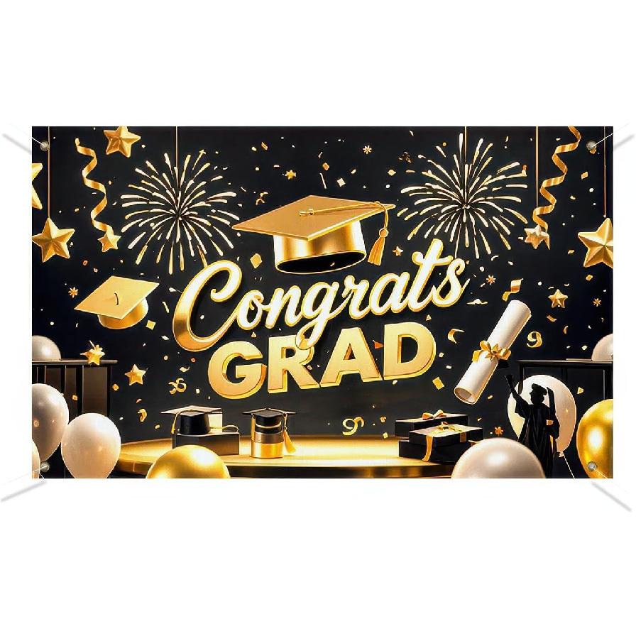 Graduation Banner Backdrop 2025 Graduation Party Decorations Congratulations Graduate Banner 71x43 Inches Outdoor Decor Yard Signs for Celebration