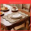 Hemp Embroidered Rectangular Table Mat With Waterproof Cover For Vintage Dining Decor