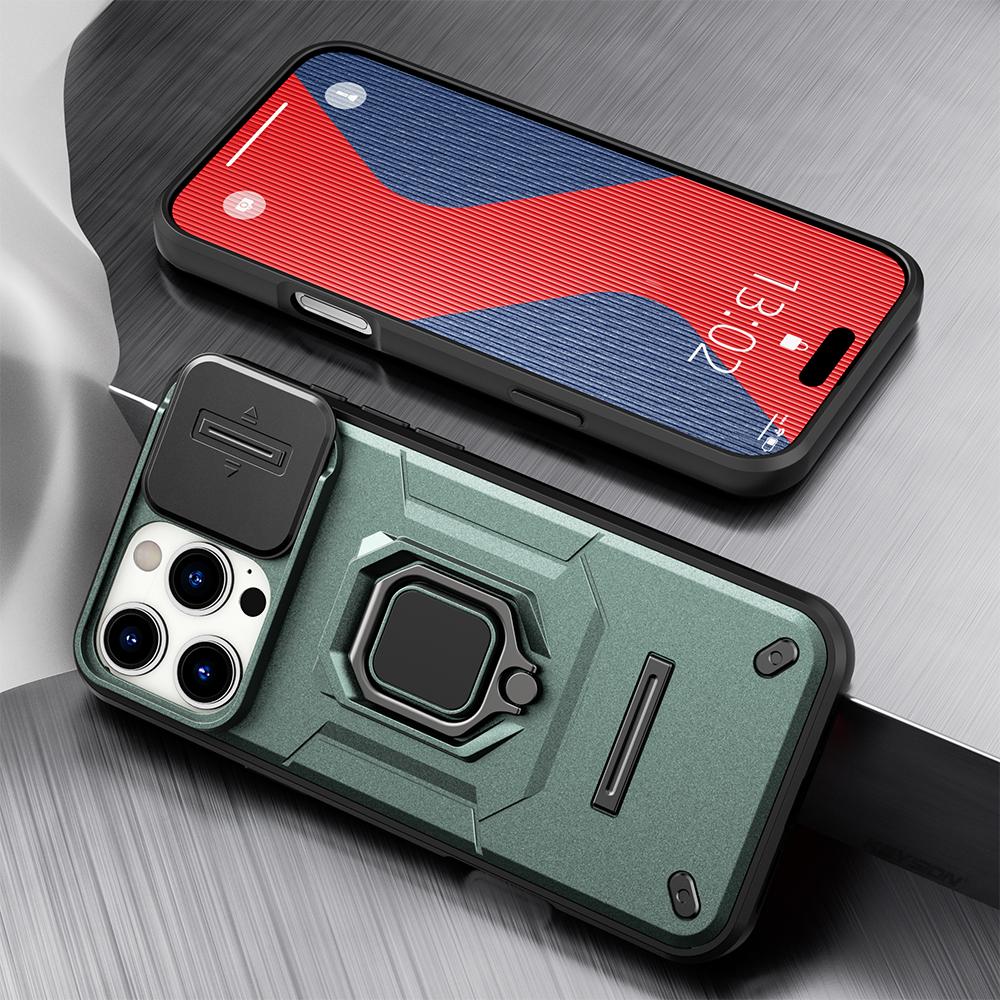 

Противоударный защитный чехол KEYSION для iPhone 16 Pro Max Slide Push Pull Camera Protection Ring Stand Phone Cover для iPhone 16 Plus for iPhone 16 Pro Max