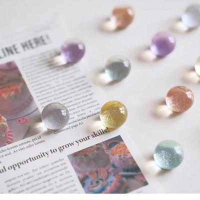 6/12 Pcs 15mm Blingbling Glitter Round Resin Half Ball Fridge Manget Home Decor Sticker Message Note Magnetic Decoration Gift