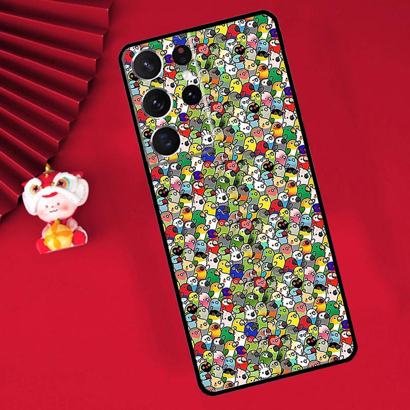 Cartoon Cockatiel Collage Case For Samsung Galaxy S25 S26 Ultra S22 S23 S24 Ultra S20 S21 Plus S10 S25 FE Cover Funda